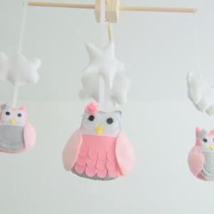 Personalized Handmade Baby Crib Mobile Felt Owl..