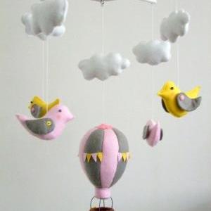 Baby Crib Mobile Grey & Pink Air..