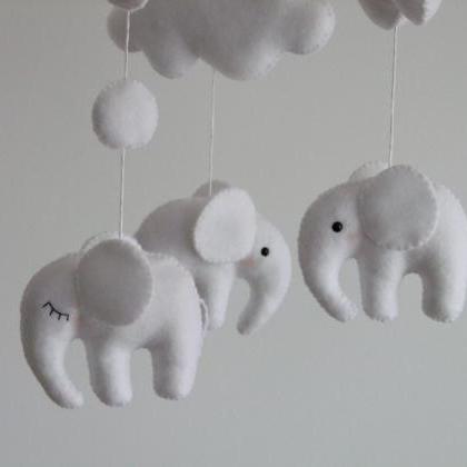 Baby Crib Mobile Sleeping Elephant White..